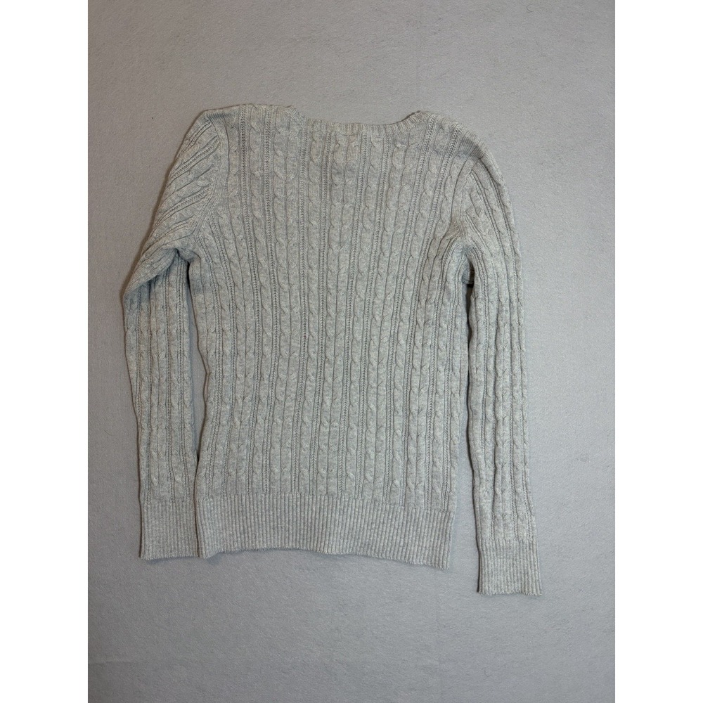 ST JOHN'S BAY WOMENS GRAY KNITTED CABLE SWEATER LONG SLEEVE V NECK SIZE M - Picture 6 of 6